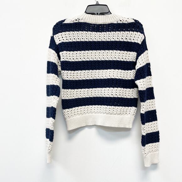 Universal Thread Womens Striped Long Sleeve Open Knit Sweater S Blue & White - Picture 6 of 6